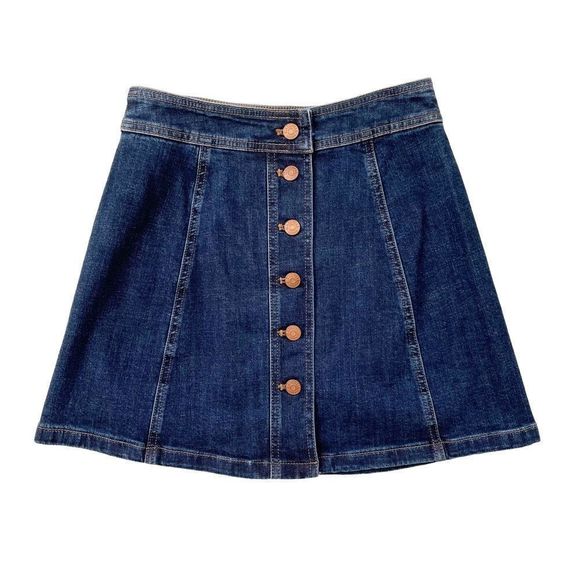 Madewell Dresses & Skirts - Madewell A-Line Mini Skirt Button-Front Edition Stretch Dark Blue 0